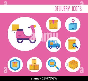bundle of delivery service icons Stock Vector