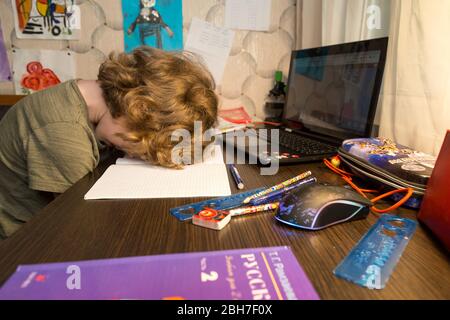 Distance learning online education. A home distance learning. Stock Photo