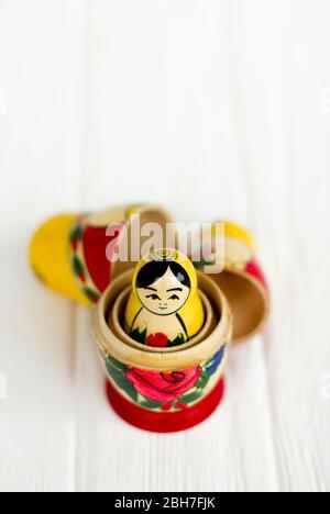 Russian national nesting dolls on a white background Stock Photo