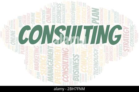 Consulting typography vector word cloud. Wordcloud collage made with the text only. Stock Vector