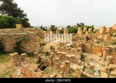 Landscape with ancient ruins of Carthage. Tunis, Tunisia, Africa Stock ...