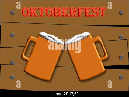 Beer mug with beer for oktoberfest in germany with place for text. Template for text. Beer glass. Beer. Praddnik. Autumn Beer Festival. Background ima Stock Vector