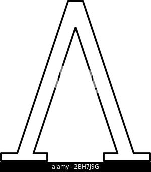Lambda greek symbol capital letter uppercase font icon outline black color vector illustration flat style simple image Stock Vector