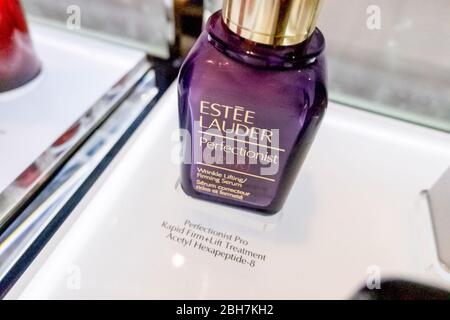 The Estee Lauder Perfectionist pro bottle on shelf at Blueport Department store Hua Hin, Thailand January 12, 2019 Stock Photo