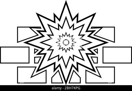 Explosion brick wall icon outline black color vector illustration flat style simple image Stock Vector