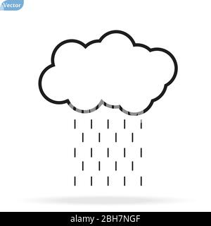 Rain. Single flat icon on white background. Vector illustration. Stock Vector