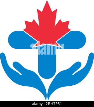 Maple leaf medical pharmacy logo icon illustration Stock Vector