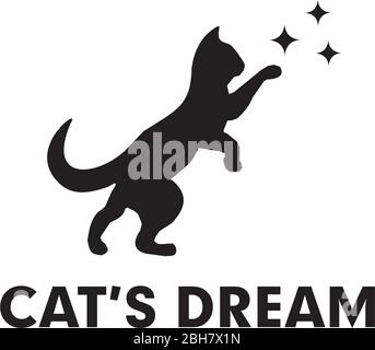 Cat's dream logo design vector template Stock Vector