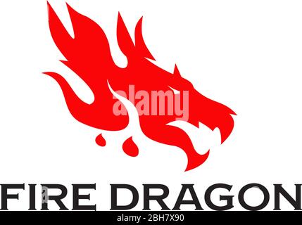 Fire dragon icon logo design vector template Stock Vector