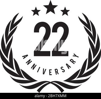 22nd year anniversary logo design vector template Stock Vector