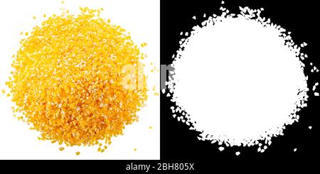 Pile of cornmeal, a coarse ground dried maize seeds, isolated Stock ...