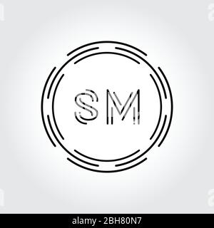 Initial SM Logo Design Creative Typography Vector Template. Digital Abstract Letter SM Logo Vector Illustration Stock Vector