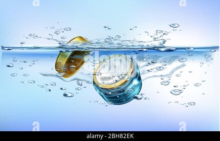 mock up illustration of moisturizer cream in deep water background Stock Vector