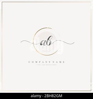 AB Initial Letter handwriting logo hand drawn template vector, logo for beauty, cosmetics, wedding, fashion and business Stock Vector