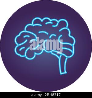 brain human organ neon style icon Stock Vector