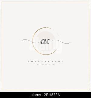 AC Initial Letter handwriting logo hand drawn template vector, logo for beauty, cosmetics, wedding, fashion and business Stock Vector