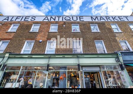 Alfie's Antique Market, in Church Street, near Lisson Grove, a well known centre for antique hunters in Marylebone London England Stock Photo