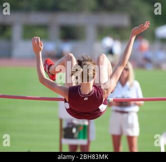 Austin Texas USA, June 6,2009: Girls high jump action at the annual Texas high school state track and field championships at the University of Texas track stadium. ©Bob Daemmrich Stock Photo