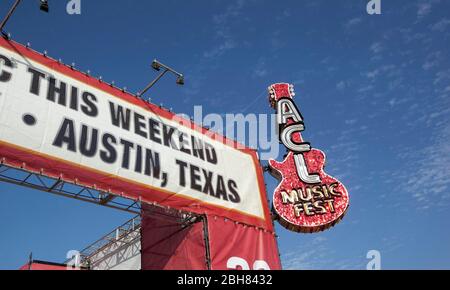 Austin, Texas USA, October 2, 2009: A marquee at the entrance to the three-day Austin City Limits Music Festival (ACL) at Zilker Park featuring 130 bands playing to more than 60,000 music fans each day. ©Bob Daemmrich Stock Photo