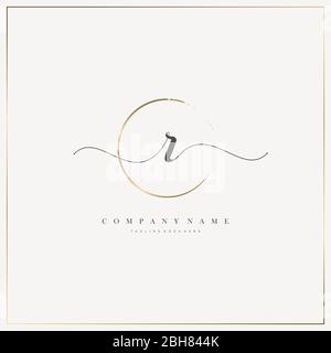 BR Initial Letter handwriting logo hand drawn template vector, logo for beauty, cosmetics, wedding, fashion and business Stock Vector