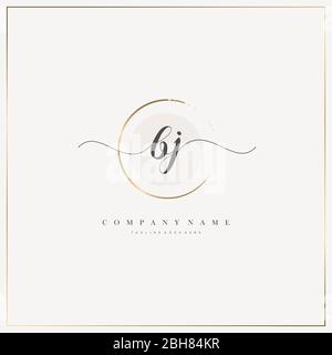 BJ Initial Letter handwriting logo hand drawn template vector, logo for beauty, cosmetics, wedding, fashion and business Stock Vector