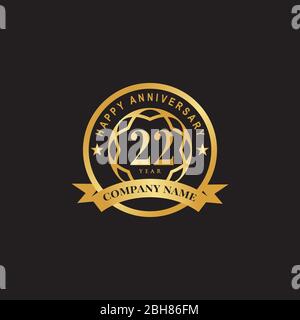 22nd year anniversary logo design vector template Stock Vector