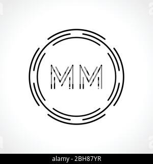 MM M M letter logo design. Initial letter MM linked circle