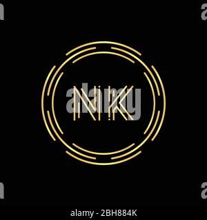 Creative golden letter Nk n k logo with leading lines and road concept ...