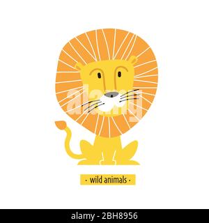 Cute vector lion king isolated on white background Stock Vector