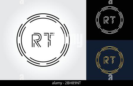 Initial Letter RT Logo Creative Typography Vector Template. Digital Abstract Letter RT Logo Design Stock Vector