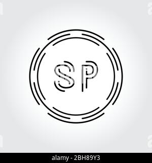 Initial SP Logo Design Creative Typography Vector Template. Digital Abstract Letter SP Logo Vector Illustration Stock Vector