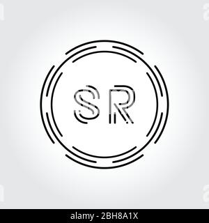 Initial SR Logo Design Creative Typography Vector Template. Digital Abstract Letter SR Logo Vector Illustration Stock Vector