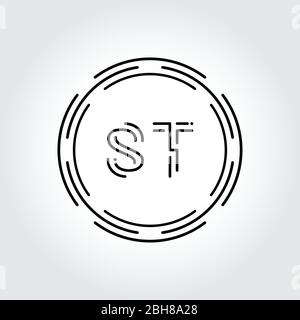 Initial ST Logo Design Creative Typography Vector Template. Digital Abstract Letter ST Logo Vector Illustration Stock Vector
