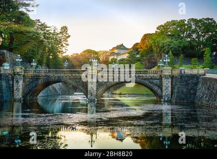 Japan, Tokyo City, The Imperial Palace, Nijubashi Stock Photo