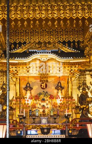 Japan, Honshu, Tokyo, Asakusa, Sensoji Temple, The Main Hall, Shrine Stock Photo