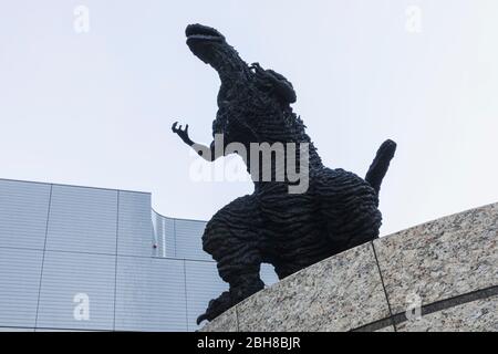 Japan, Honshu, Tokyo, Yurakucho, Hibiya, Godzilla Square, Giant Statue of Godzilla Stock Photo