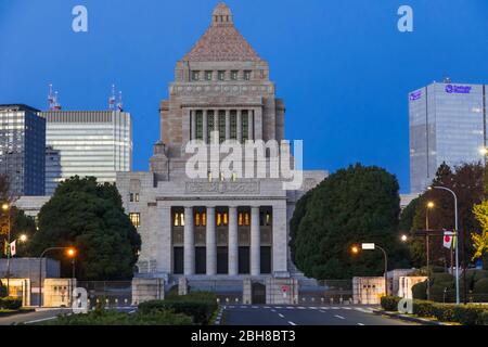 Japan, Honshu, Tokyo, Japanese National Diet Building Stock Photo