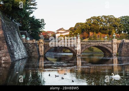 Japan, Honshu, Tokyo, Imperial Palace, Nijubashi Bridge Stock Photo