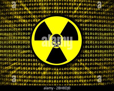 Binary Code Skull Radioactive Stock Photo