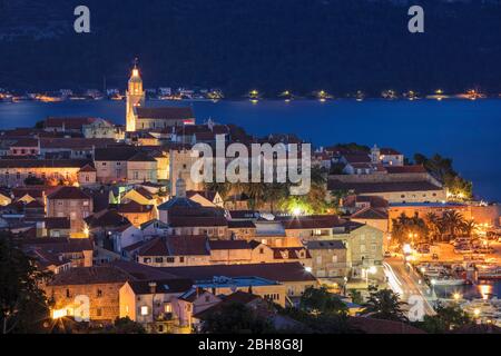 Altstadt von Korcula, Insel Korcula, Kroatische Adriaküste, Dalmatien, Kroatien Stock Photo