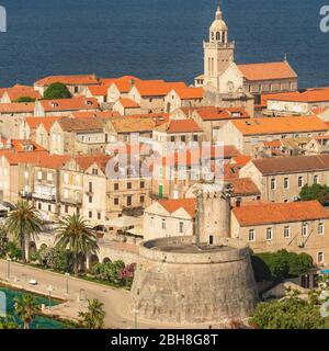 Altstadt von Korcula, Insel Korcula, Kroatische Adriaküste, Dalmatien, Kroatien Stock Photo