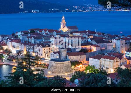 Altstadt von Korcula, Insel Korcula, Kroatische Adriaküste, Dalmatien, Kroatien Stock Photo