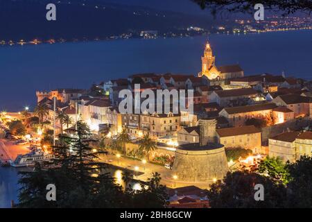 Altstadt von Korcula, Insel Korcula, Kroatische Adriaküste, Dalmatien, Kroatien Stock Photo