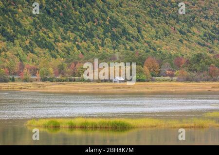 Canada, Nova Scotia, Cabot Trail, Ingonish Harbour, Cape Breton HIghlands National Park, autumn foliage Stock Photo