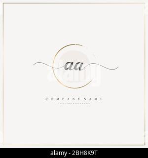AA Initial Letter handwriting logo hand drawn template vector, logo for beauty, cosmetics, wedding, fashion and business Stock Vector