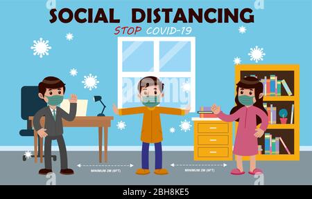 keep social distance from everyone to spread germs Stock Vector