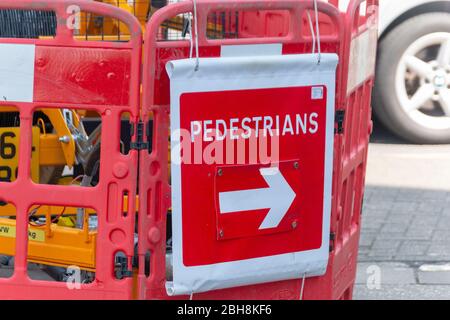 Bristol-April 2020-England- a close up view of construction workings fixing and replacing underground wiring Stock Photo