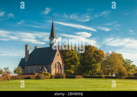 Canada, Nova Scotia, Annapolis Valley, Grand Pre, Grand Pre National Historic Site, site of the deportation of Canada's early French-Acadians by the English, memorial church Stock Photo