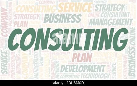 Consulting typography vector word cloud. Wordcloud collage made with the text only. Stock Vector