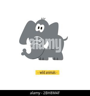 Cute vector elephant isolated on white background Stock Vector